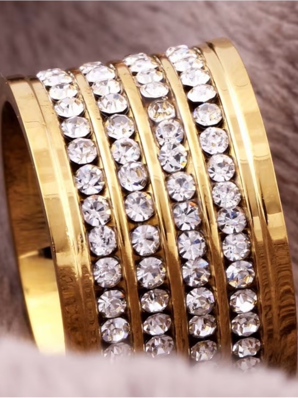 Sparkling Zirconia 4 Row Wide Band Ring